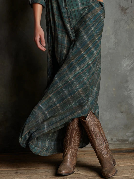 Valentina check maxi dress, pocket detail