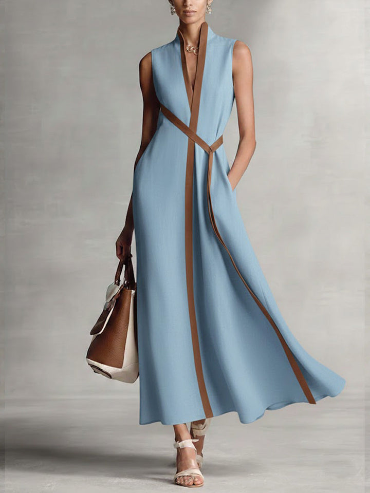 Benedetta belted v neck flowing midi dress – image 2