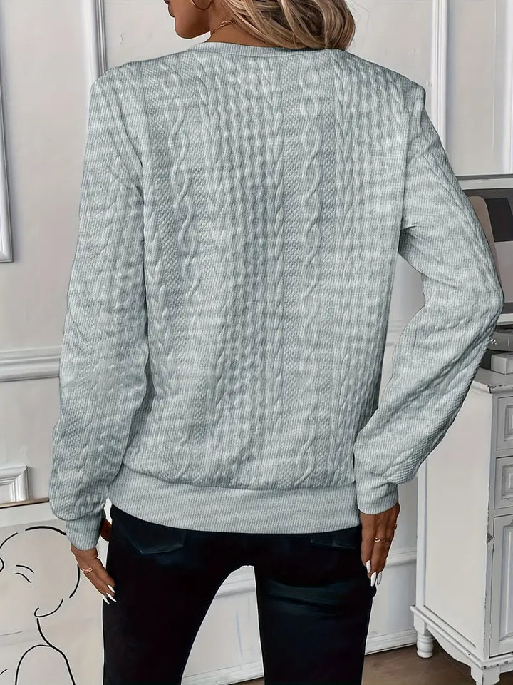 Edda cable knit jumper with zip collar – image 12