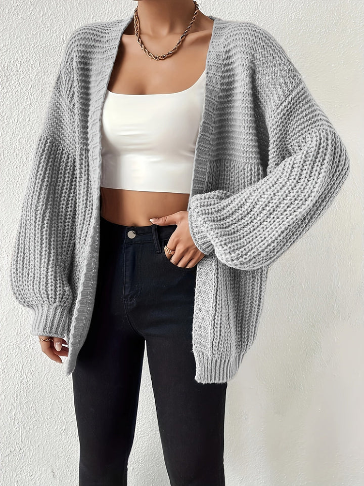 Emmeline chunky knit cardigan with balloon sleeves – image 3