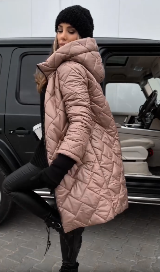 Araminta hooded quilted winter coat – image 3