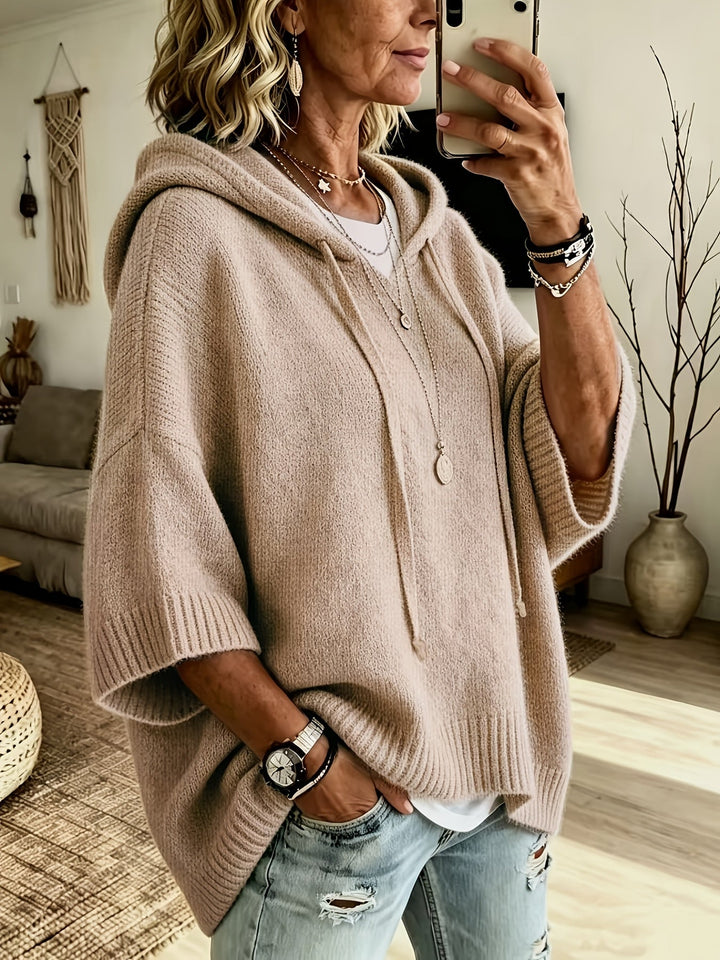 Hillevi oversized hooded batwing knitted jumper – image 9