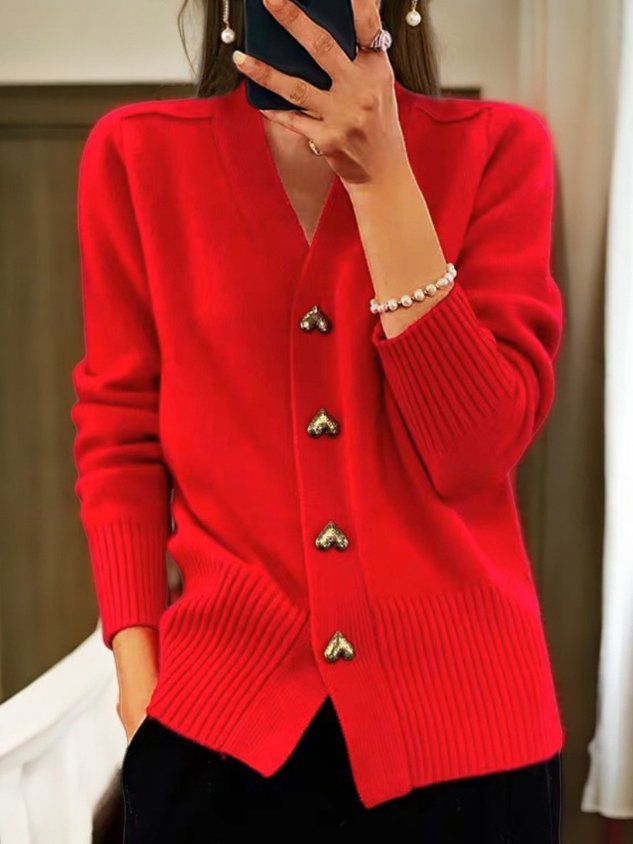 Belinda gold heart button cardigan sweater – image 4