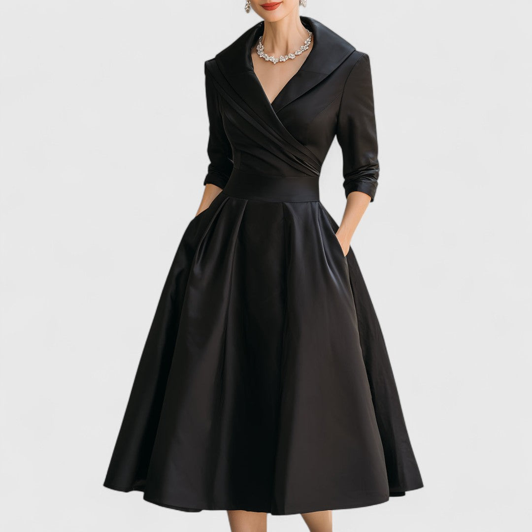 Ninon wrap v neck midi dress with three quarter sleeves – image 2