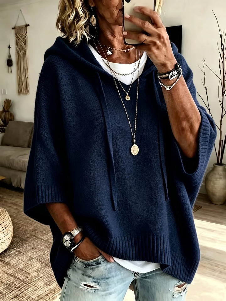 Hillevi oversized hooded batwing knitted jumper – image 8