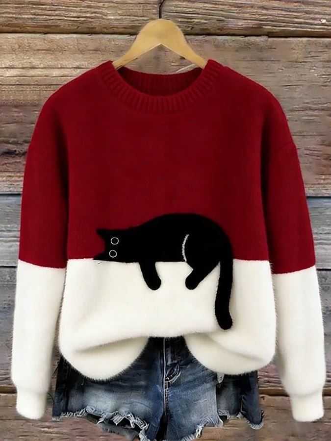 Marguerite Elegant Oversized Cat Print Jumper - image 6