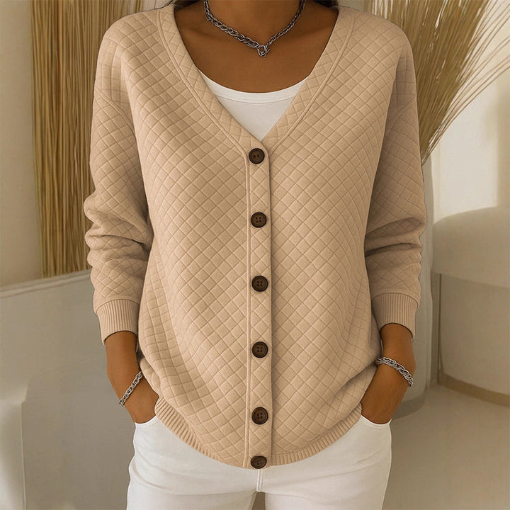 Octavia Elegant Quilted Knit Button Cardigan