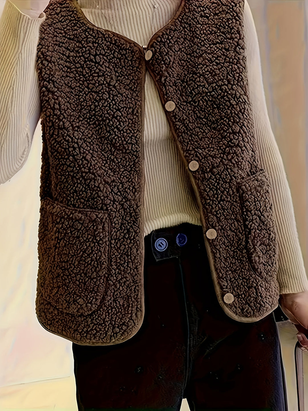 Justine button front sweater vest – image 4