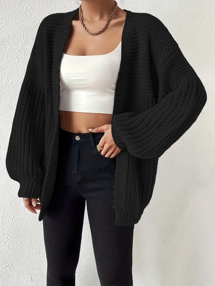 Emmeline chunky knit cardigan with balloon sleeves – image 2