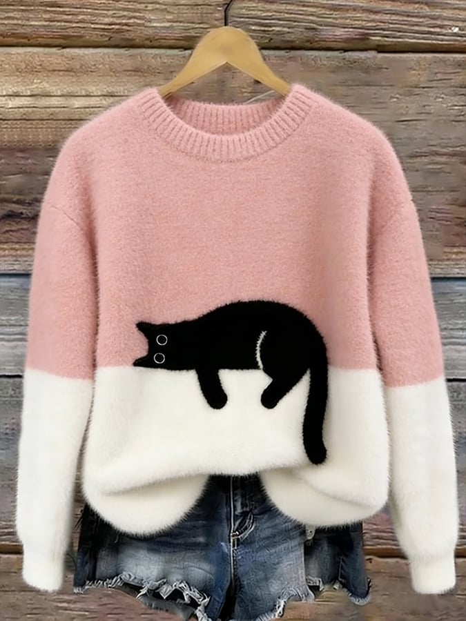 Marguerite Elegant Oversized Cat Print Jumper - image 2
