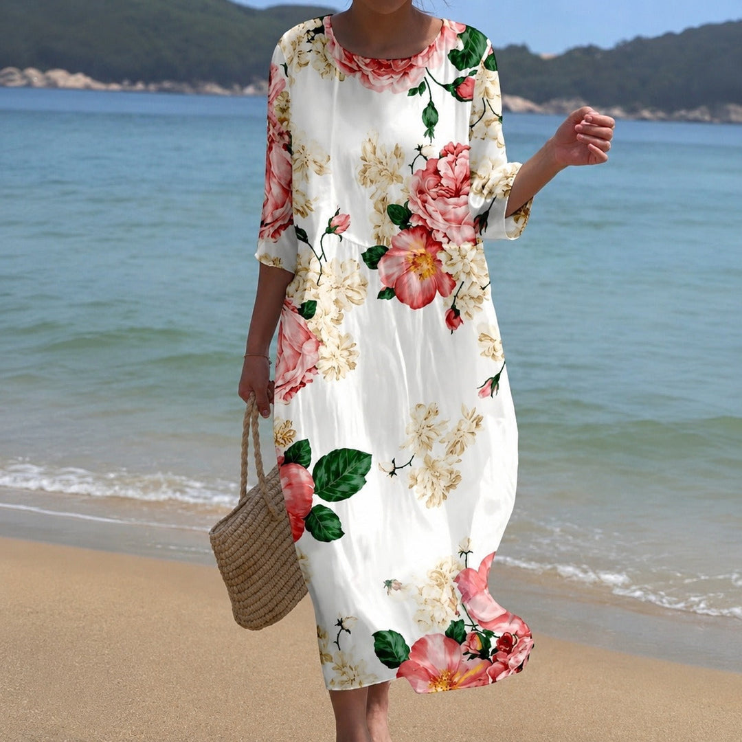 Yara flowing midi dress in pink