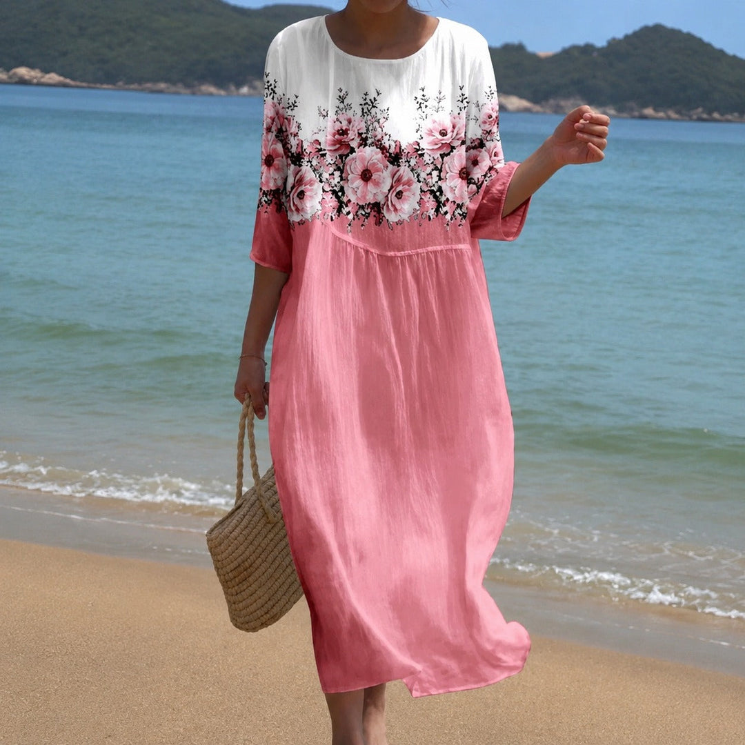 Yara flowing midi dress in purple