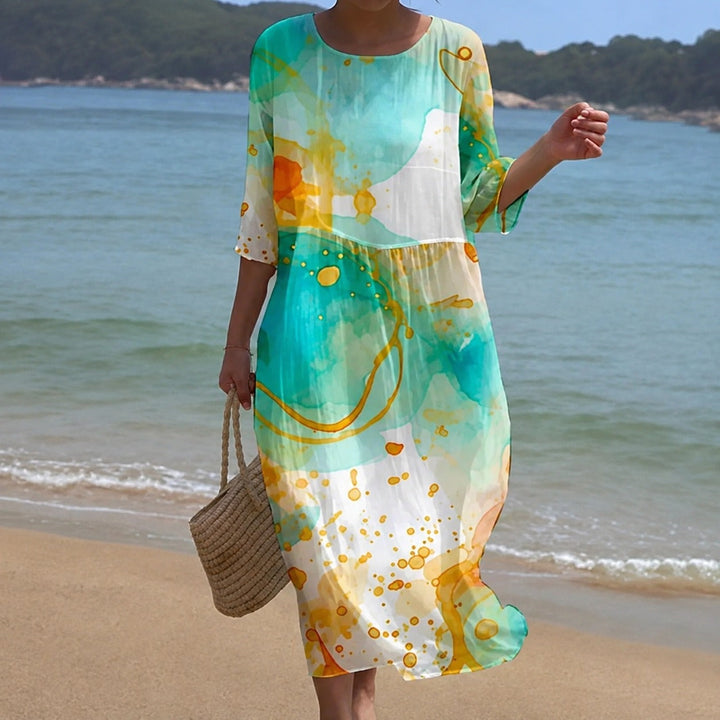 Yara flowing midi dress in light green