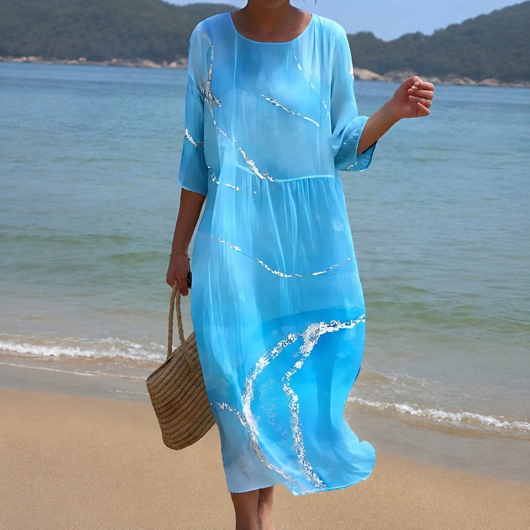 Yara flowing midi dress in blue
