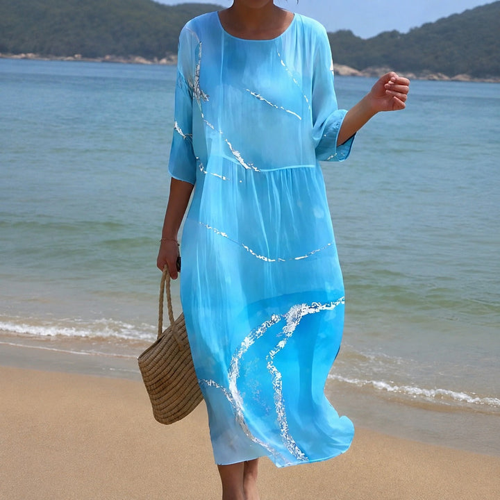 Yara flowing midi dress in blue