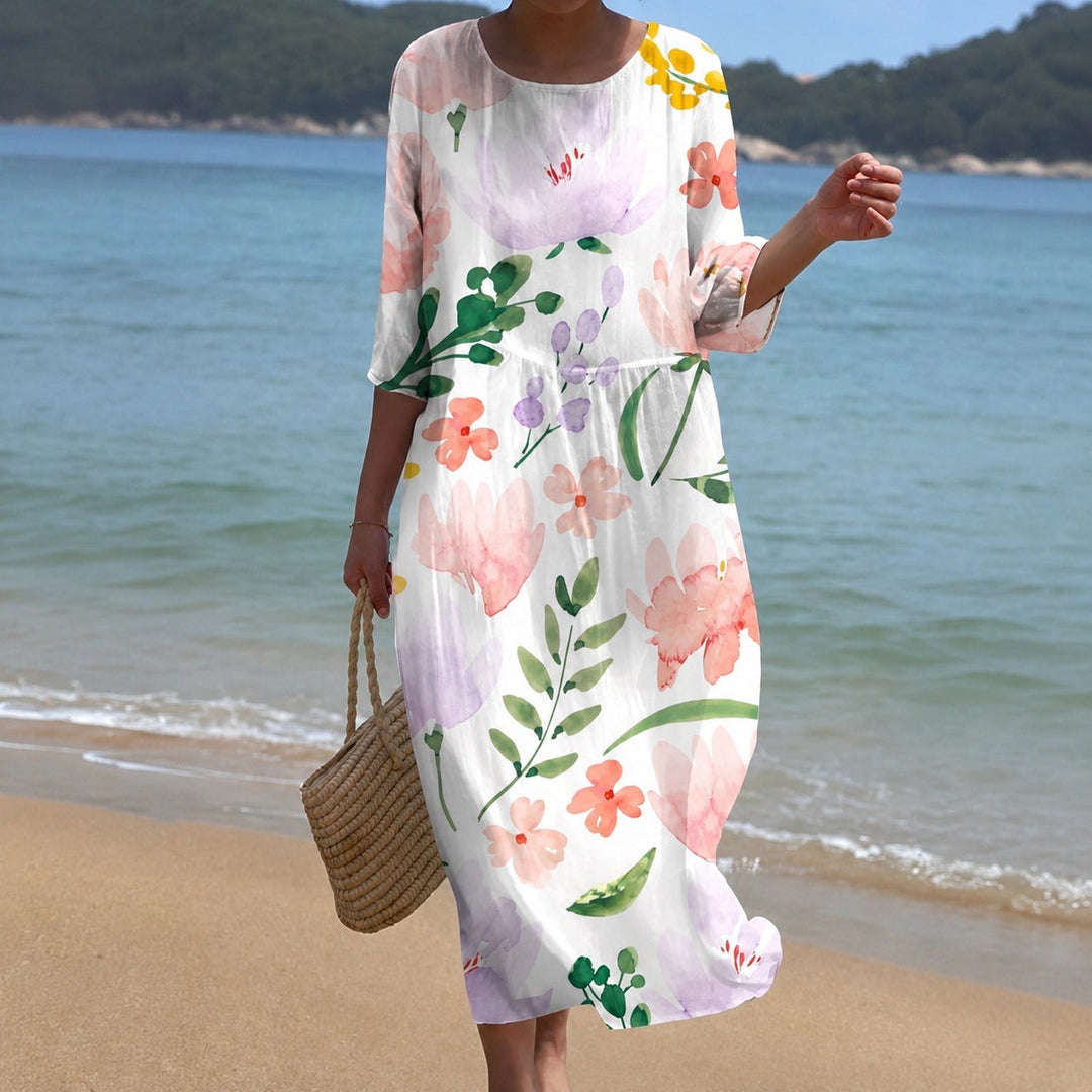 Yara flowing midi dress, full length