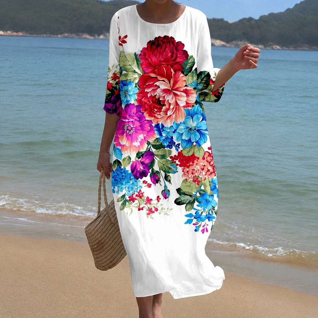 Yara flowing midi dress, fabric detail