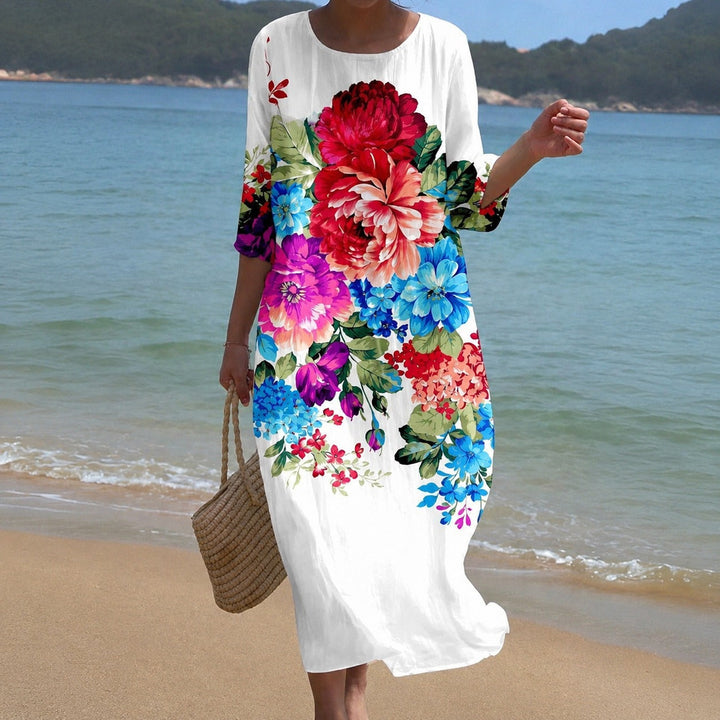 Yara flowing midi dress, fabric detail