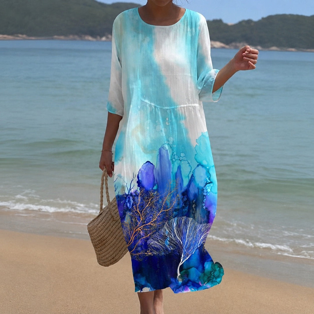 Yara flowing midi dress in white