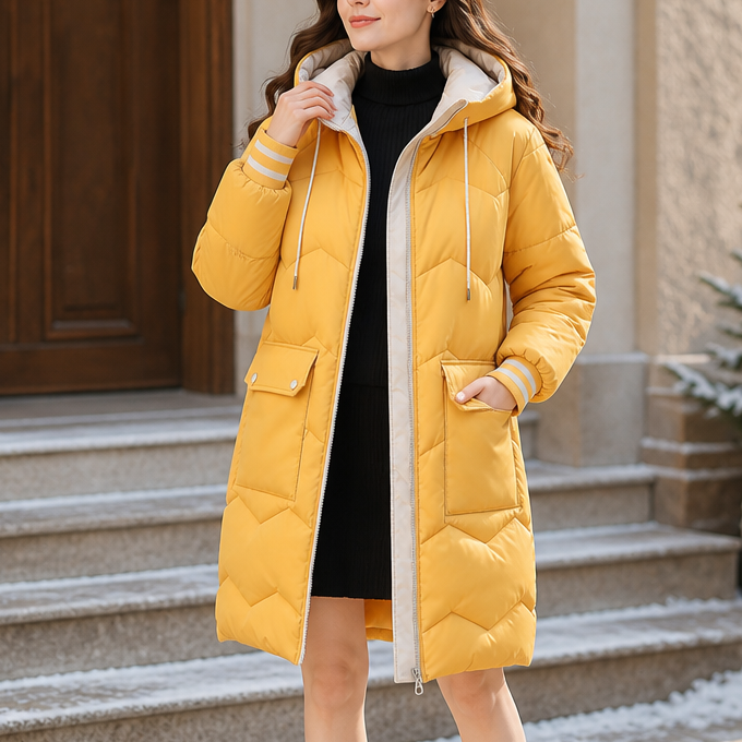 Apolline hooded mid length puffer coat – image 5
