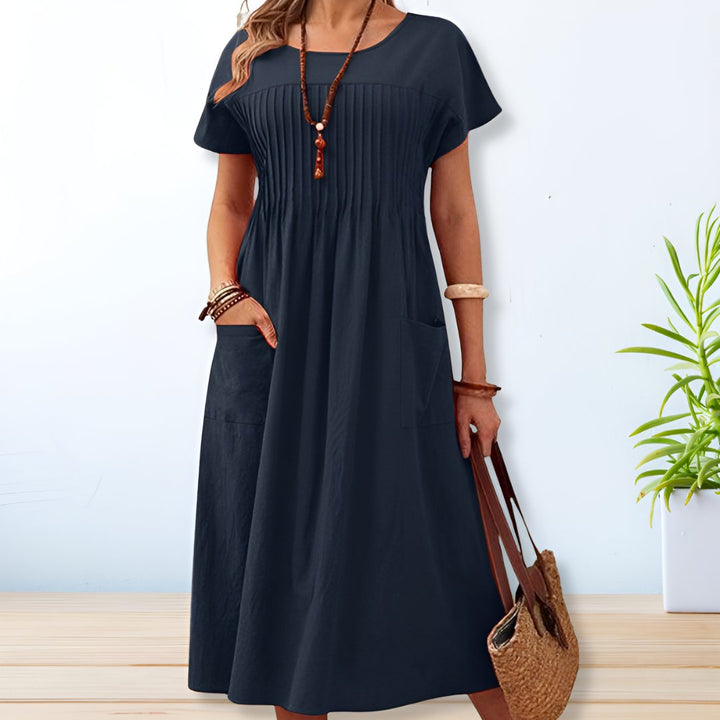 Anouska pleated short sleeve midi dress