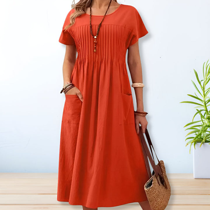 Anouska pleated short sleeve midi dress – image 3