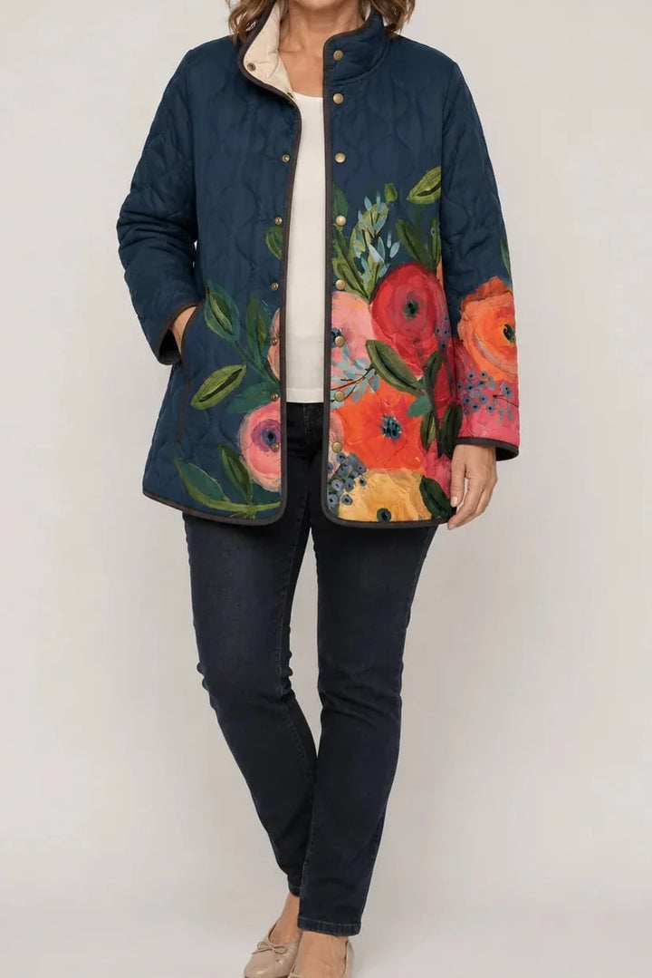 Yasmin Elegant Floral Print Quilted Puffer Jacket - image 17