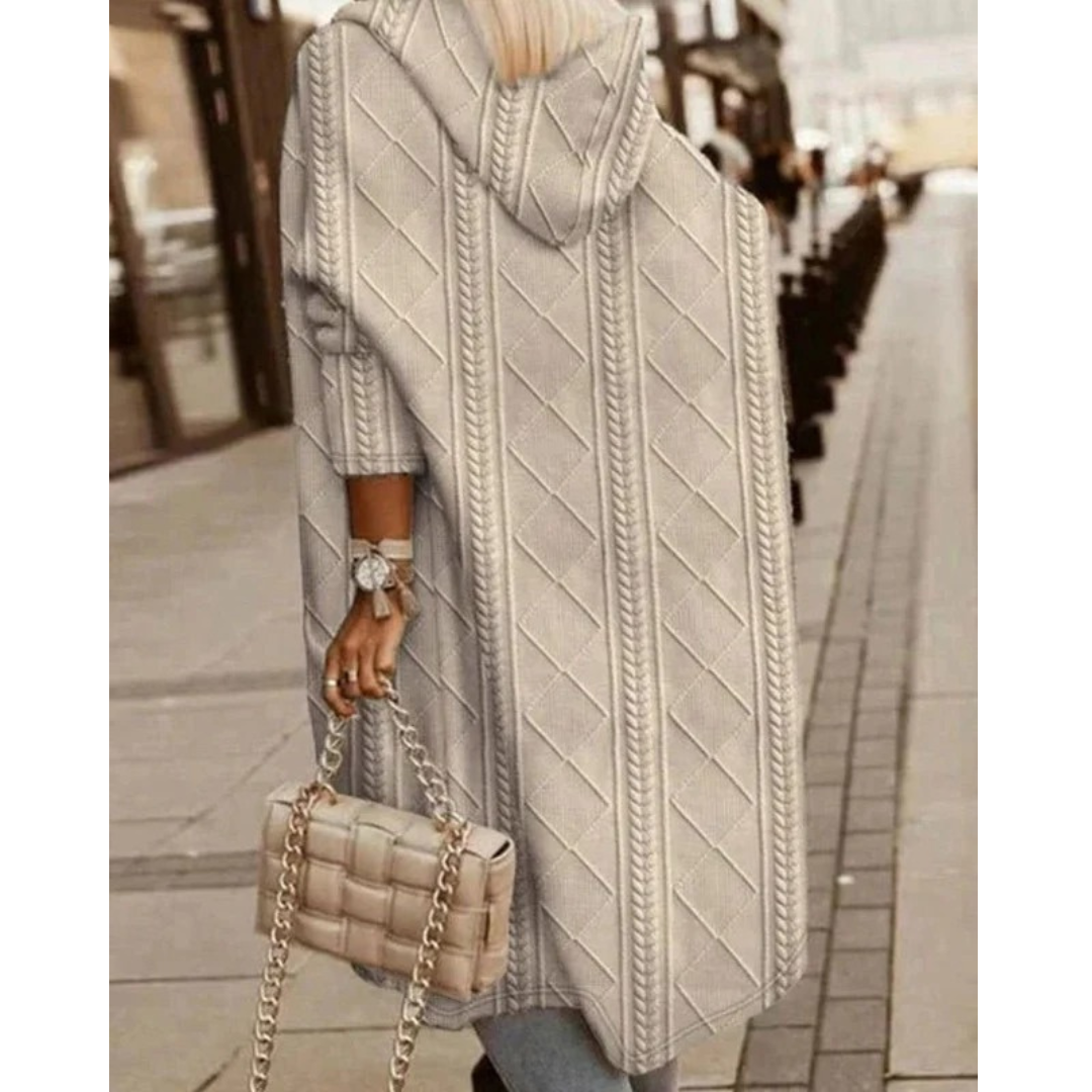 Aylin longline hooded knit cardigan in pink