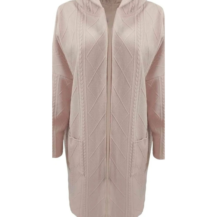 Aylin longline hooded knit cardigan in beige