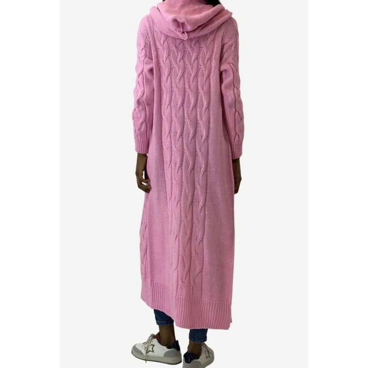 Aylin longline hooded knit cardigan, full length