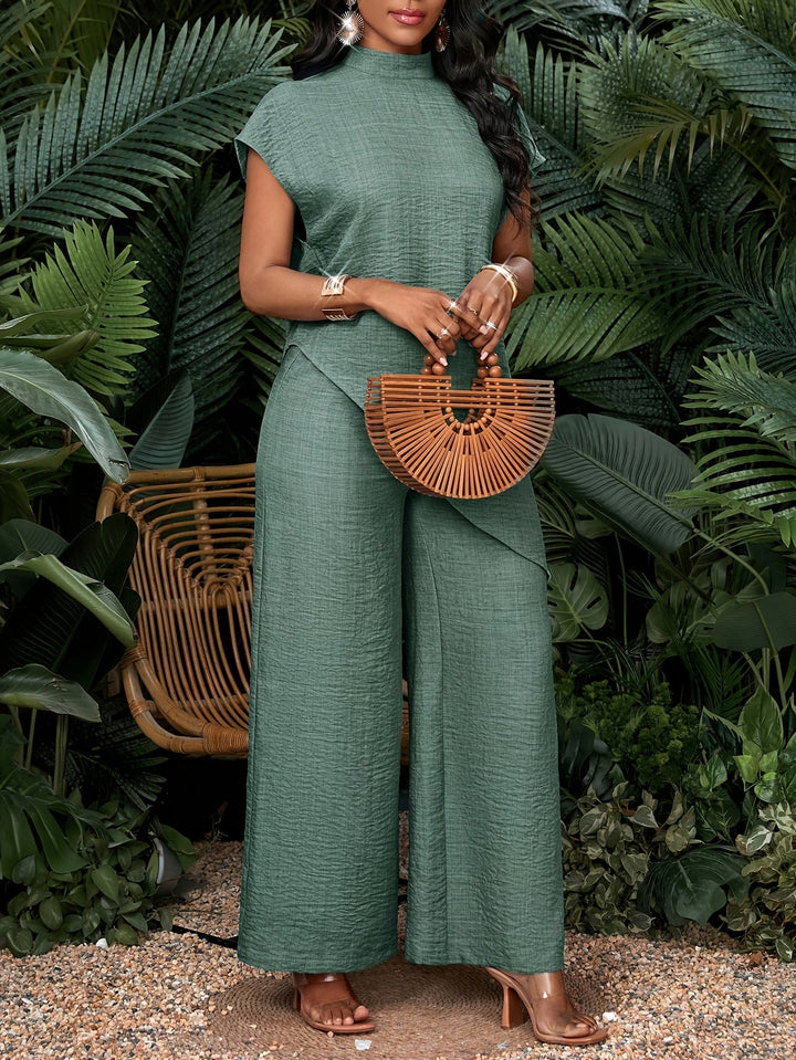 Serafina asymmetric hem top and wide leg trouser set – image 4