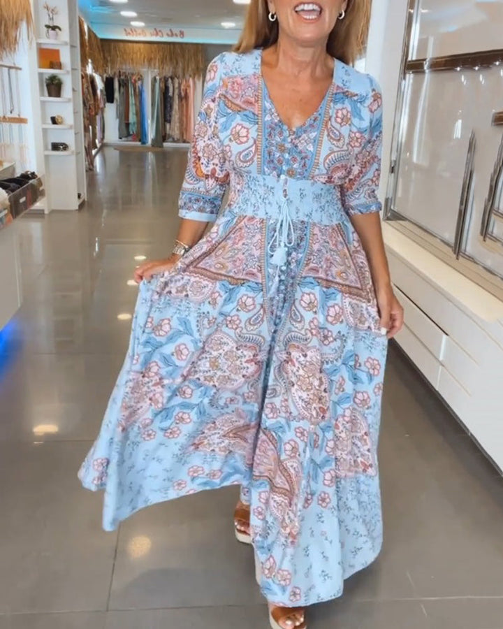 Meredith Elegant Printed A Line Maxi Dress - image 2