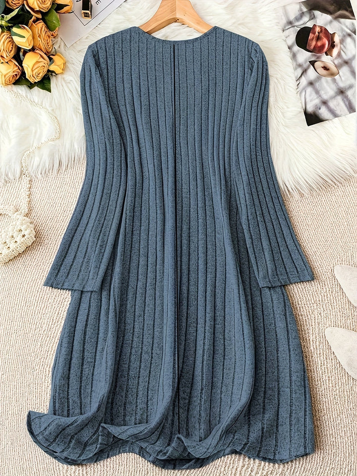 Henrike button front ribbed knit jumper dress – image 2