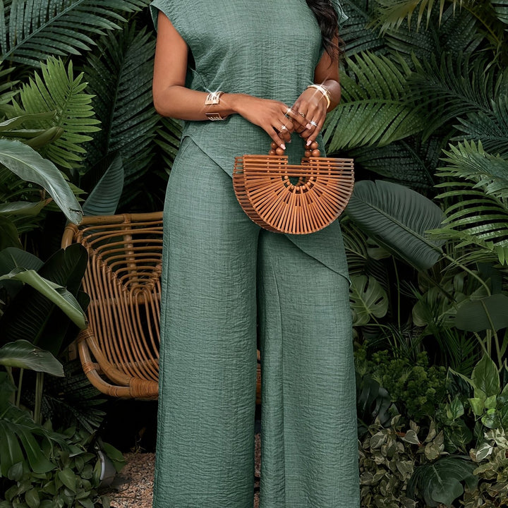 Serafina asymmetric hem top and wide leg trouser set – image 16