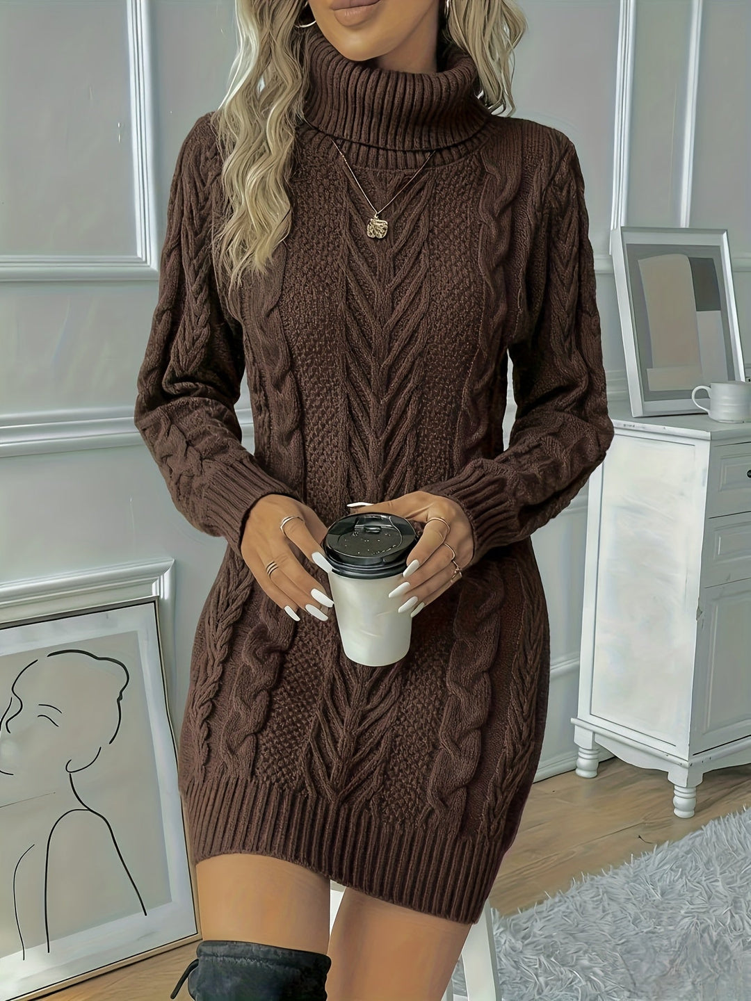 Tamsin cable knit bodycon mini dress – image 3