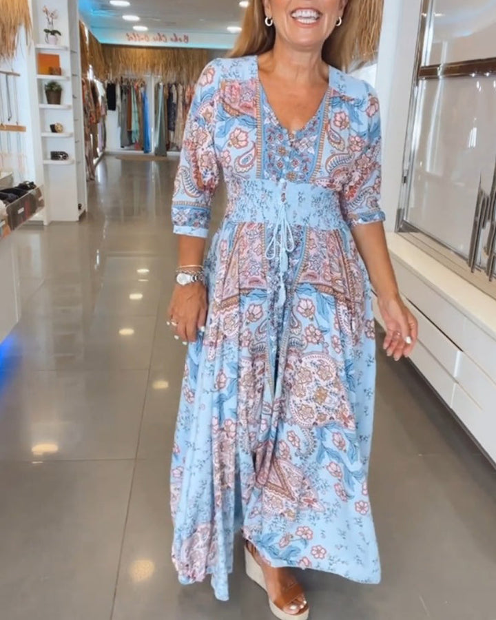 Meredith Elegant Printed A Line Maxi Dress - image 7