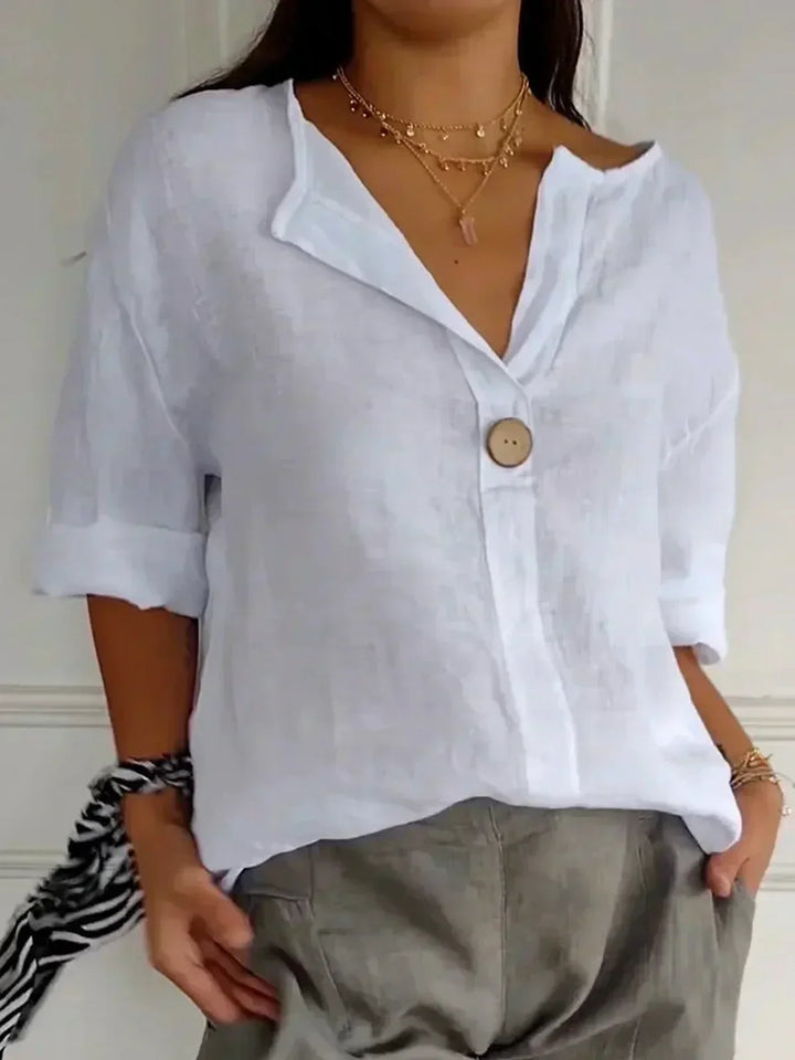 Bethan Elegant Relaxed V Neck Blouse - image 2