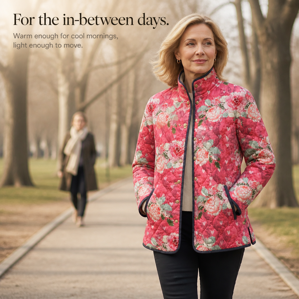 Yasmin Elegant Floral Print Quilted Puffer Jacket - image 10