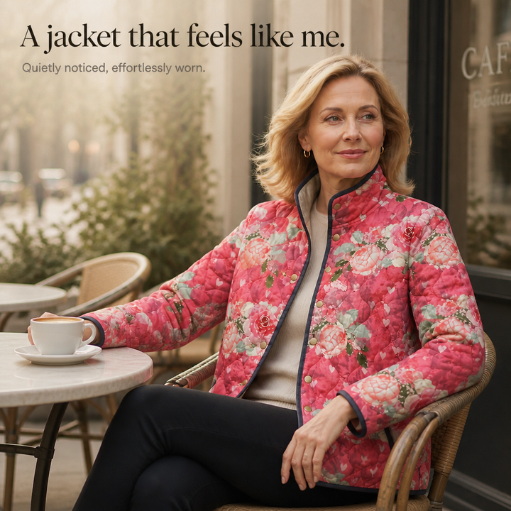 Yasmin Elegant Floral Print Quilted Puffer Jacket - image 11