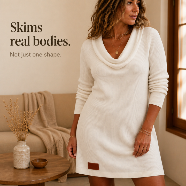 Carys Elegant Ribbed Cowl Neck Jumper Dress - image 11
