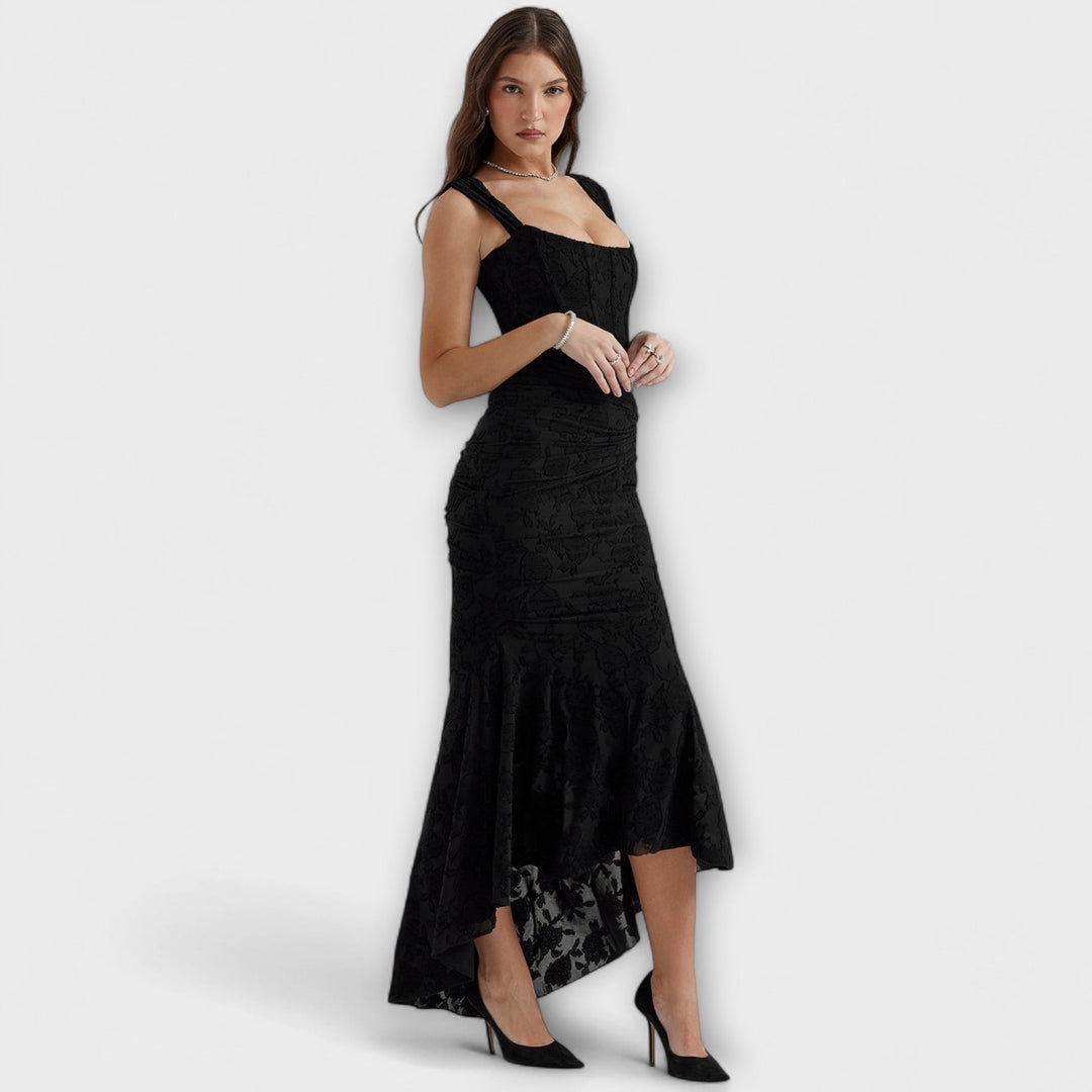 Noemie | Elegant Pleated Corset Maxi Dress