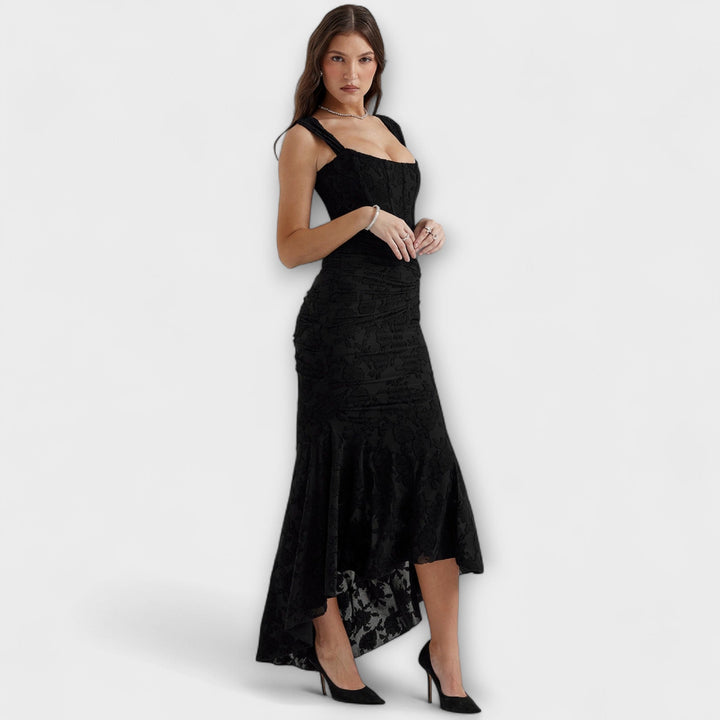 Noemie | Elegant Pleated Corset Maxi Dress