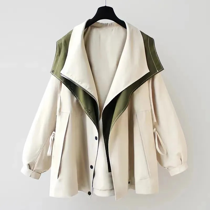 Thomasina hooded trench coat with drawstring waist