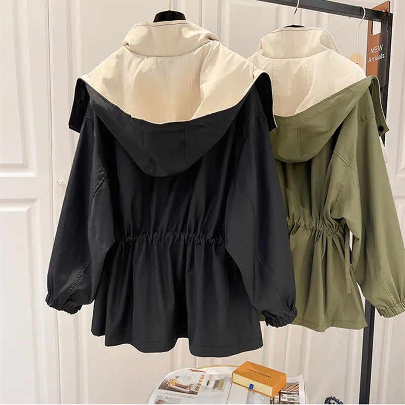 Thomasina hooded trench coat with drawstring waist – image 11