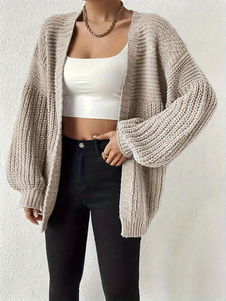 Emmeline chunky knit cardigan with balloon sleeves – image 11