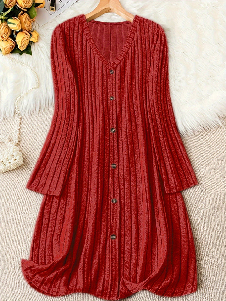 Henrike button front ribbed knit jumper dress – image 10