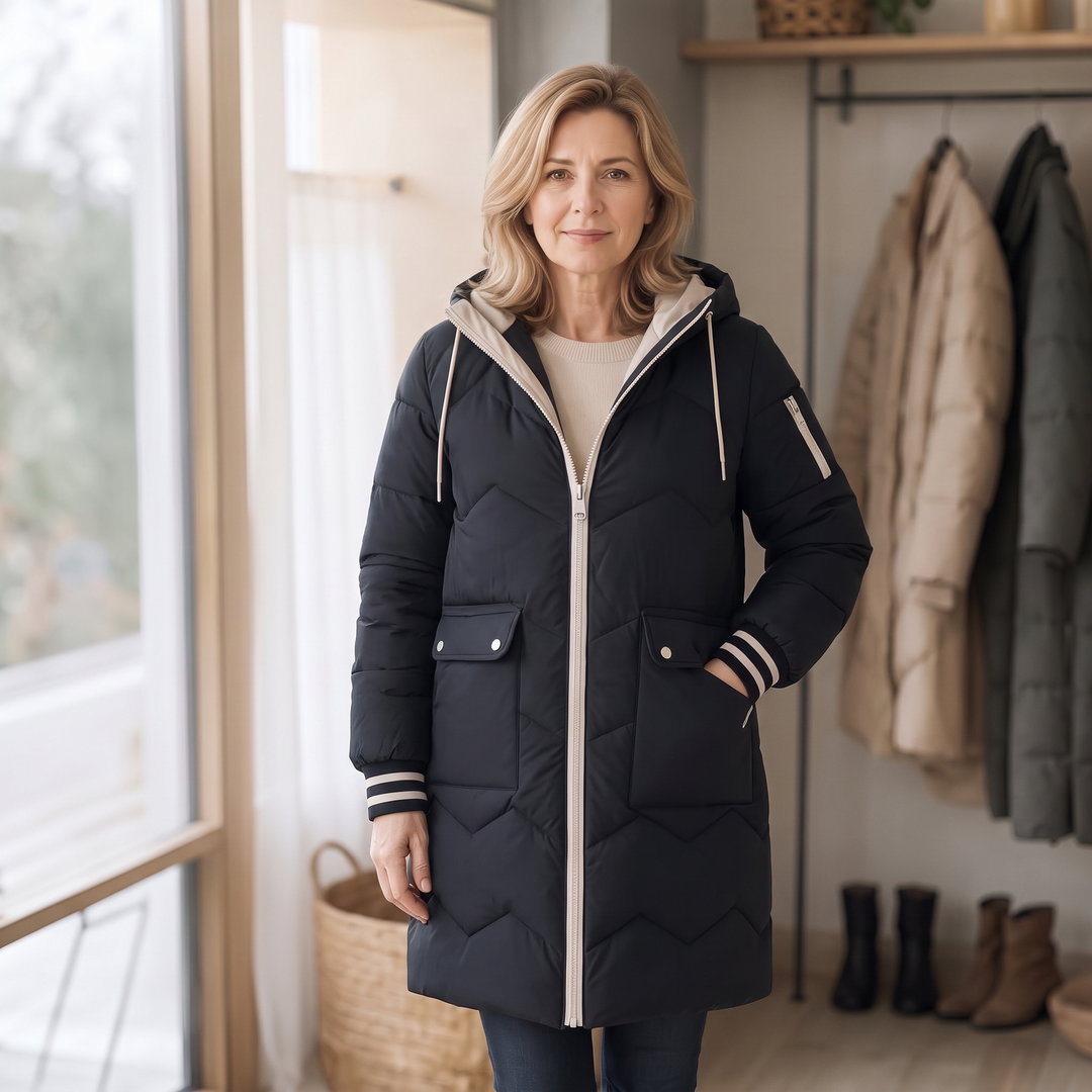 Apolline hooded mid length puffer coat – image 8
