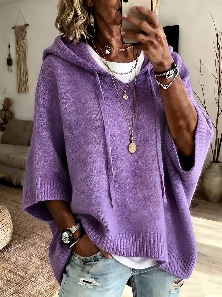 Hillevi oversized hooded batwing knitted jumper