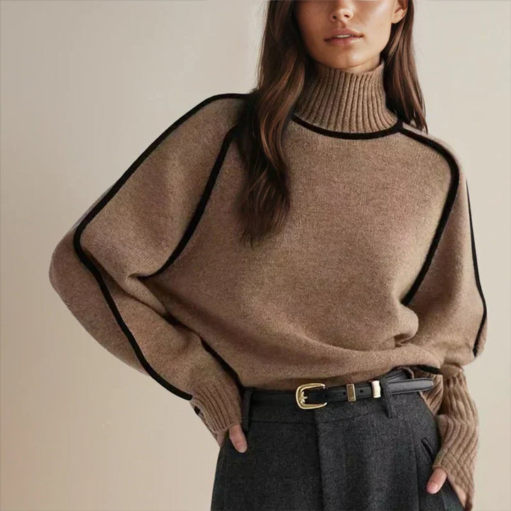 Eleanor Elegant Turtleneck Jumper with Contrast Piping - image 3