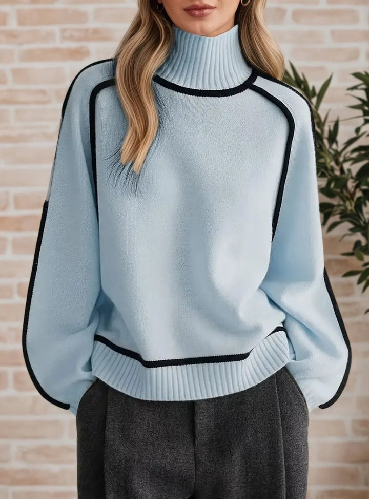 Eleanor Elegant Turtleneck Jumper with Contrast Piping - image 4